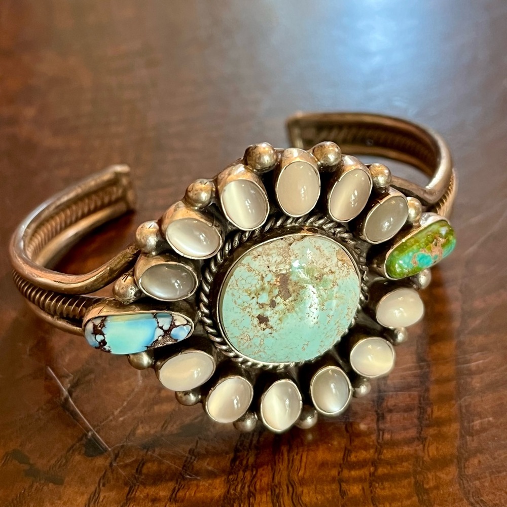 Dry Creek Turquoise and Moonstone Native American Bracelet